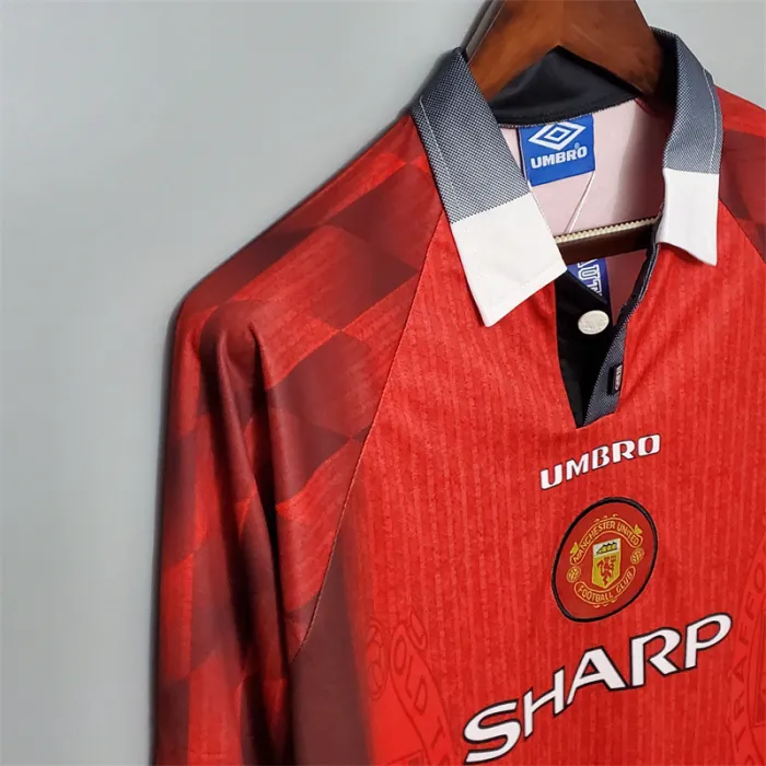 Camiseta de fútbol retro de manga larga del Manchester United, equipo de fútbol local, 1996