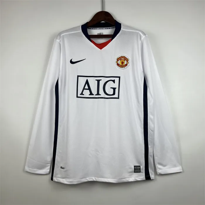 Camiseta de visitante del Manchester United 2007/08, camiseta retro de fútbol de manga larga
