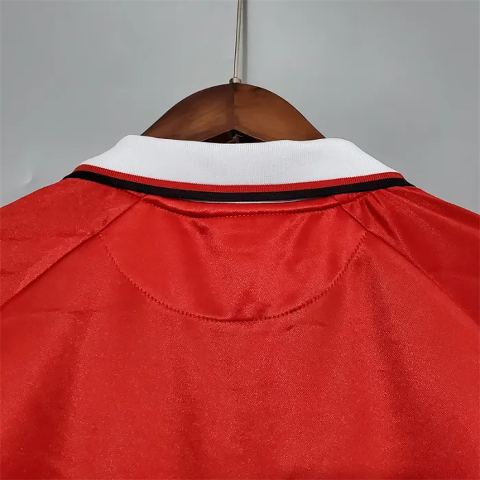 Camiseta de fútbol retro de manga larga del Manchester United, equipo local, 1999/00