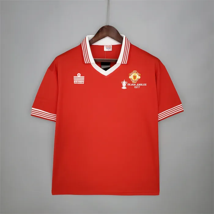 Camiseta de fútbol retro del equipo de fútbol del Manchester United, kit de local de 1977