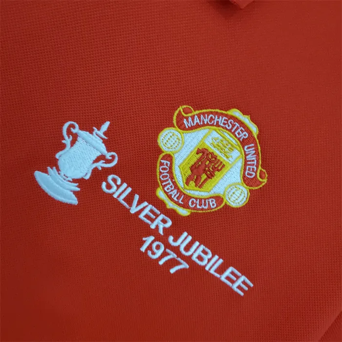 Camiseta de fútbol retro del equipo de fútbol del Manchester United, kit de local de 1977