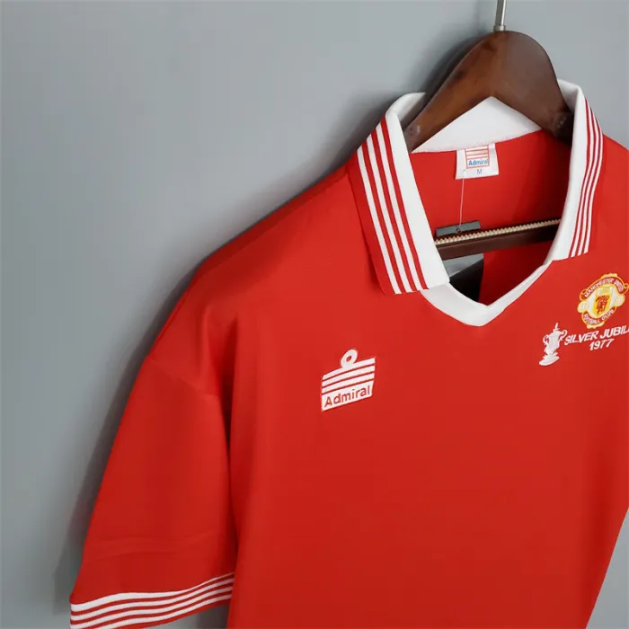Camiseta de fútbol retro del equipo de fútbol del Manchester United, kit de local de 1977