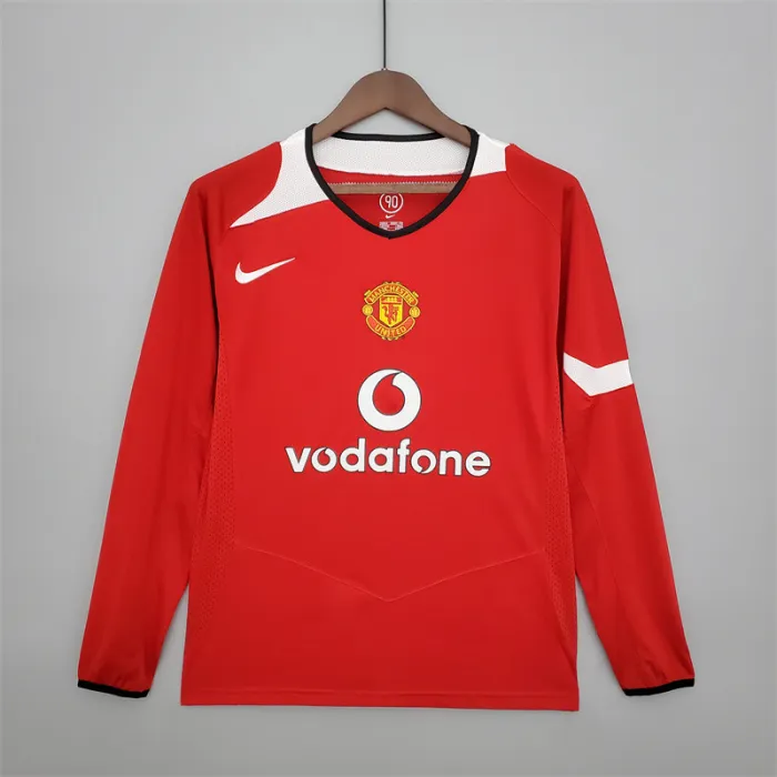 Camiseta de fútbol retro de manga larga del Manchester United Home Kit 2004/06