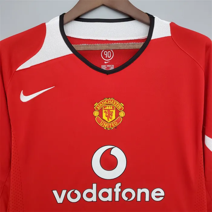 Camiseta de fútbol retro de manga larga del Manchester United Home Kit 2004/06