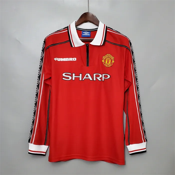 Camiseta de fútbol retro de manga larga del Manchester United para el equipo local 1998/99