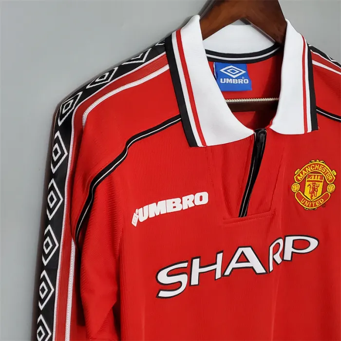 Camiseta de fútbol retro de manga larga del Manchester United para el equipo local 1998/99