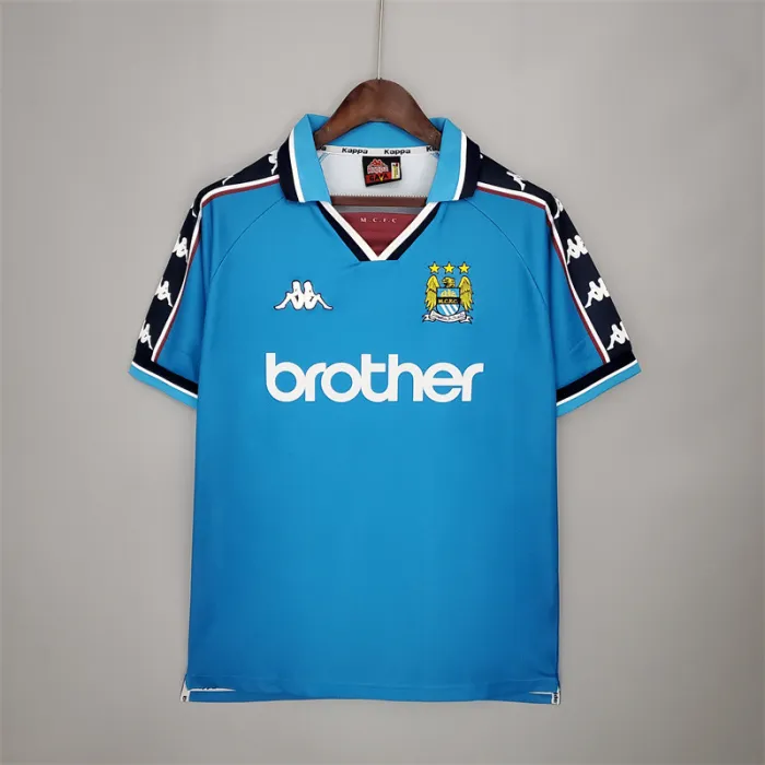 Camiseta de fútbol retro del Manchester City, equipo local, 1997/99
