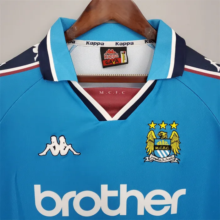 Camiseta de fútbol retro del Manchester City, equipo local, 1997/99
