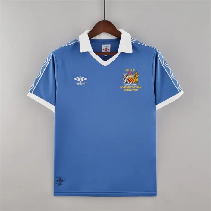 Camiseta de fútbol retro del Manchester City, equipo local, 1981/82