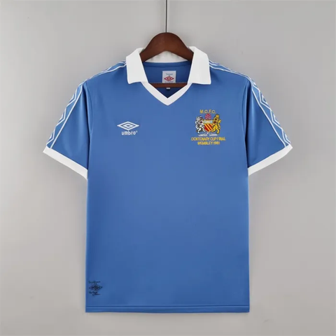 Camiseta de fútbol retro del Manchester City, equipo local, 1981/82