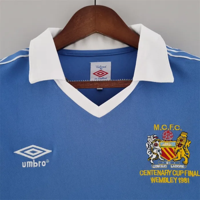 Camiseta de fútbol retro del Manchester City, equipo local, 1981/82