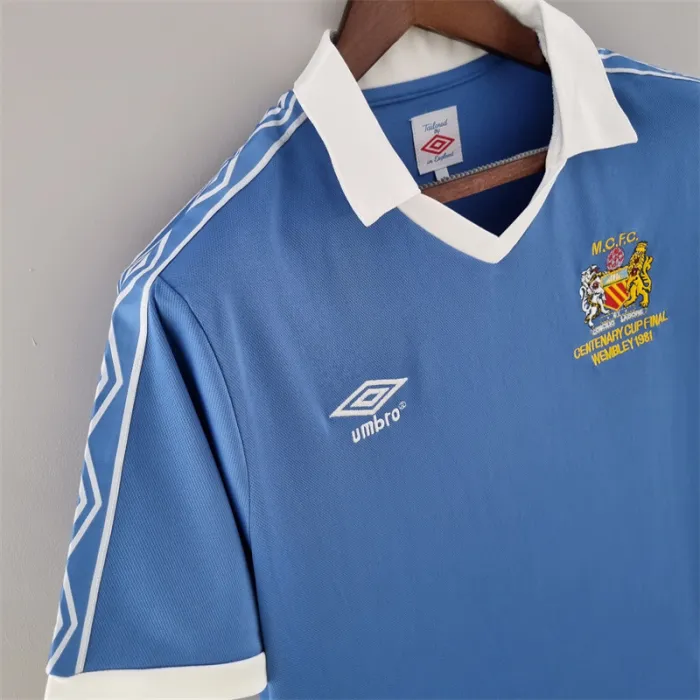 Camiseta de fútbol retro del Manchester City, equipo local, 1981/82