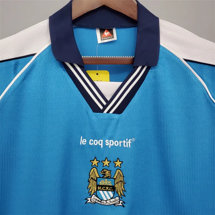 Camiseta de fútbol retro del Manchester City, equipo local, 1999/01