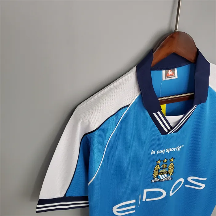 Camiseta de fútbol retro del Manchester City, equipo local, 1999/01