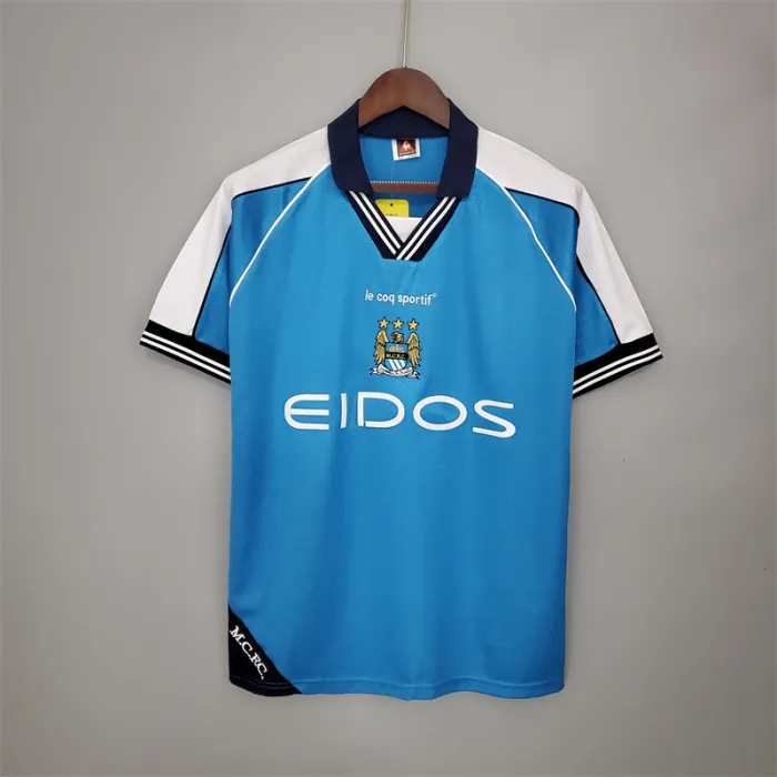 Camiseta de fútbol retro del Manchester City, equipo local, 1999/01