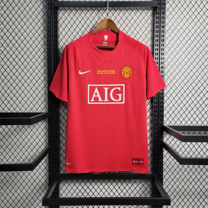 Camiseta de fútbol retro del Manchester United para el equipo local 07/08 (edición final de la UCL)