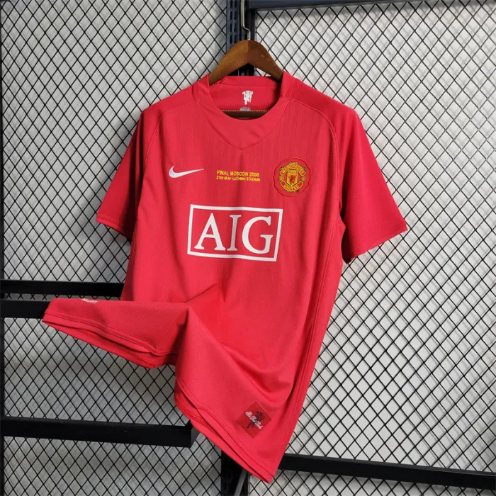 Camiseta de fútbol retro del Manchester United para el equipo local 07/08 (edición final de la UCL)