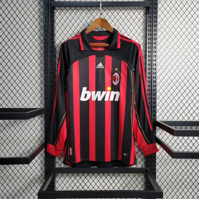 Camiseta de local del AC Milan 2006-2007 retro de manga larga