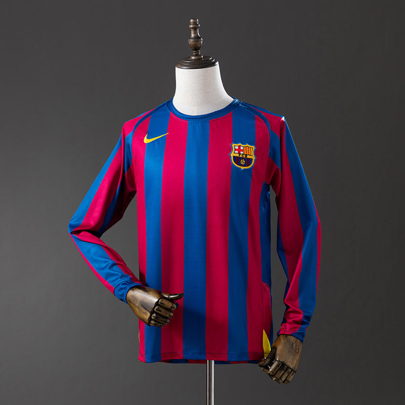 Barcelona Jersey 2005-06 Home Retro Football Kit Long Sleeves