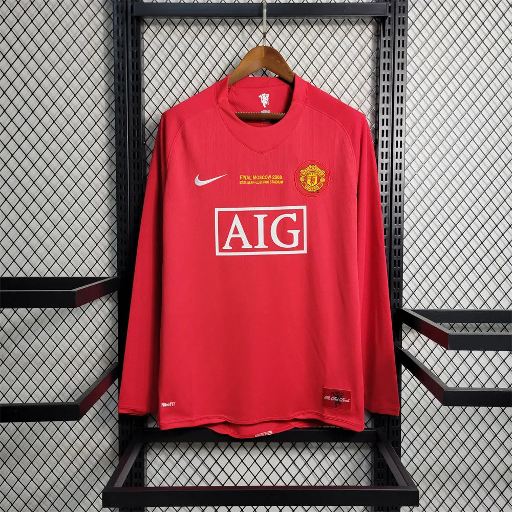 Manchester United Jersey Home Kit 2007/08 Retro Long Sleeve Moscow