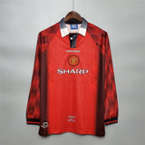 Manchester United Jersey Home Kit 1996 Retro Long Sleeves Football Team Soccer Shirt - PalmSportss