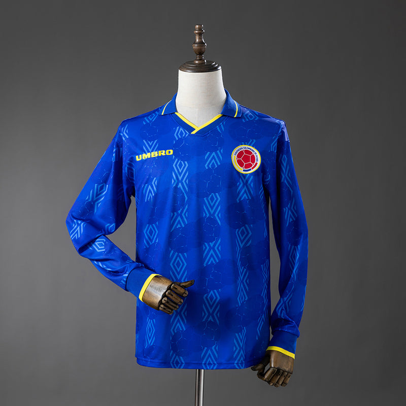Colombia Away Jersey 1994 Retro Long Sleeves Football Kit Soccer Shirt
