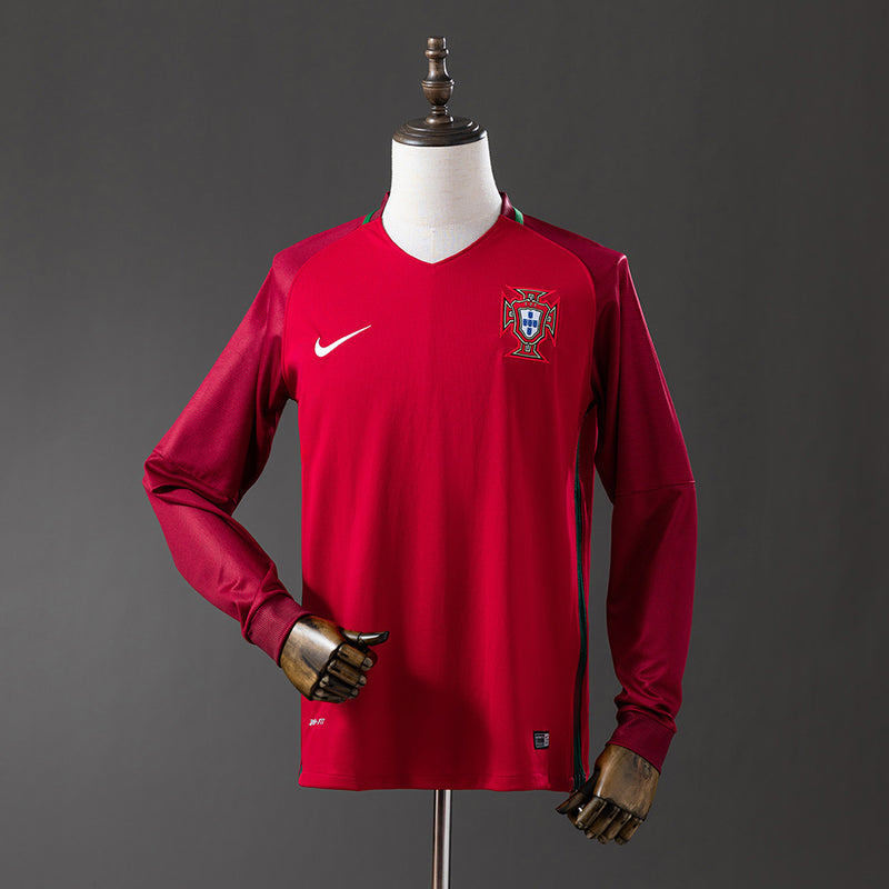 Portugal Jersey 2016 Home Retro Football Kit Long Sleeves