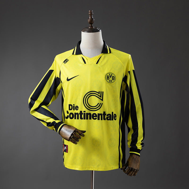 Dortmund Home Jersey 1996-97 Retro Football Kit Long Sleeves