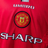 Man United Jersey 1996-98 Home Retro Football Kit Long Sleeves