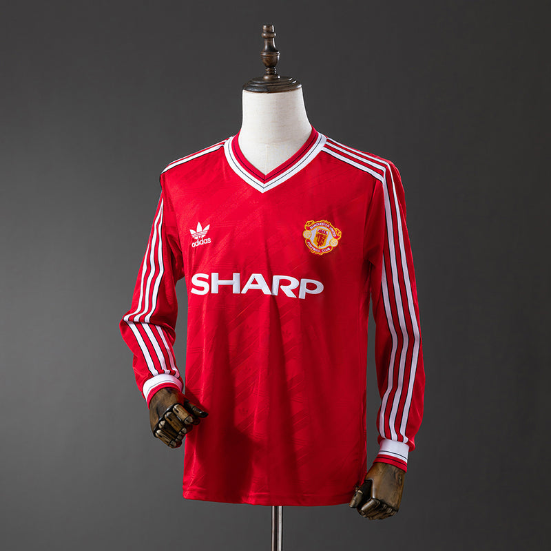 Manchester United Jersey 1986-88 Home Retro Kit Long Sleeves