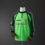 Man United Jersey 1998-99 Goalkeeper Green Retro Kit Long Sleeves
