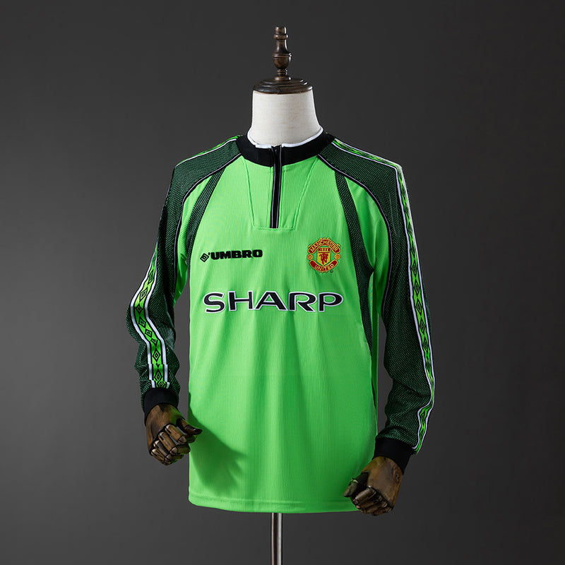 Manchester United Jersey 1998-99 Goalkeeper Green Retro Kit Long Sleeves