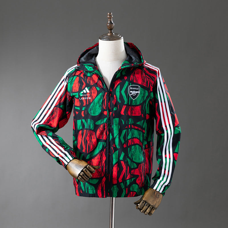 Arsenal Windbreaker 2025/26 Green Red Football Kit