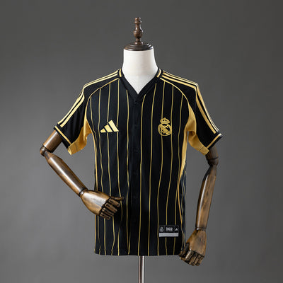 Real Madrid Jersey 25/26 Black Gold Baseball Kit