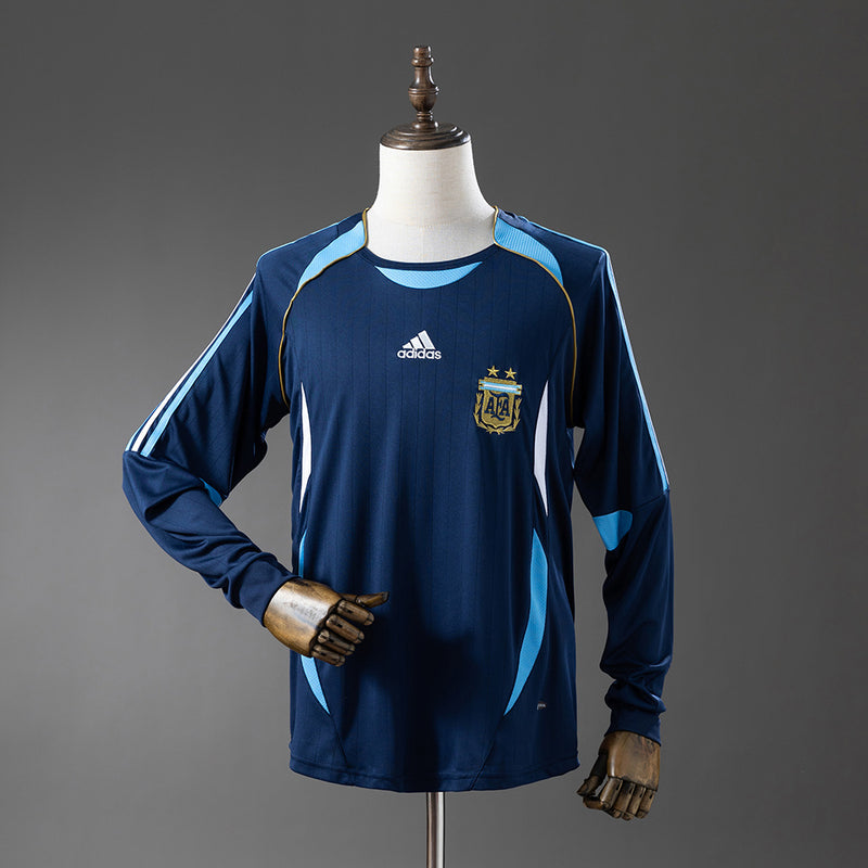 Argentina Home Jersey 2006 Retro Football Kit Long Sleeves Soccer Shirt