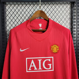 Man United Jersey Home Kit 2007/08 Retro Long Sleeve Football Team Soccer Shirt