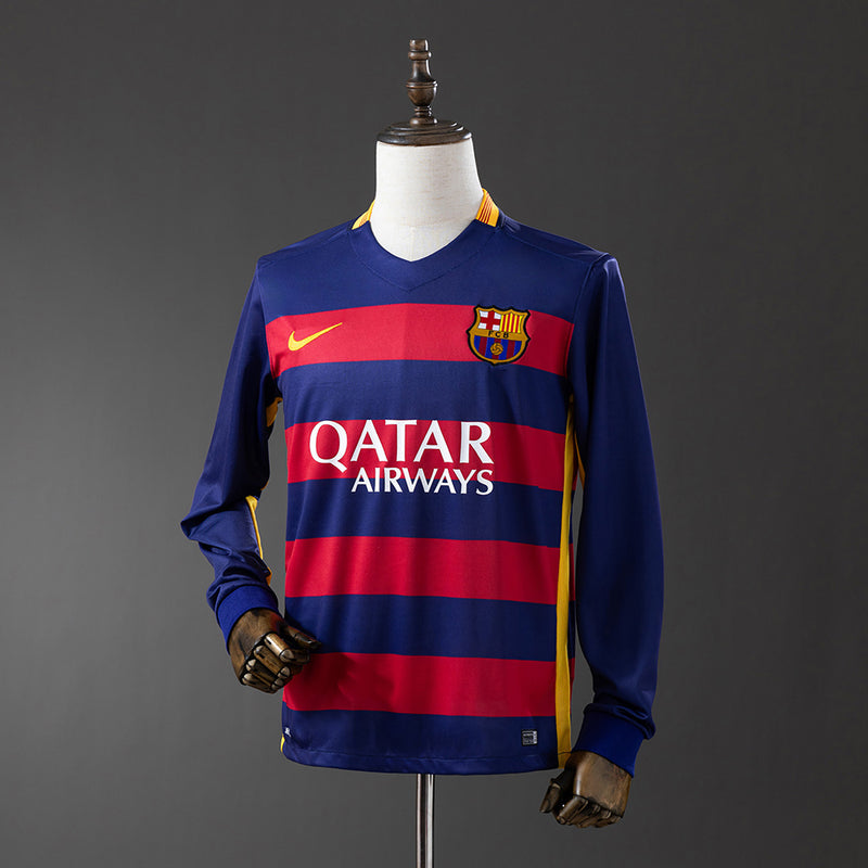 Barcelona Jersey 2015-16 Home Retro Kit Long Sleeves