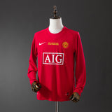 Man United Jersey 2007/08 Home Retro Football Kit Long Sleeve