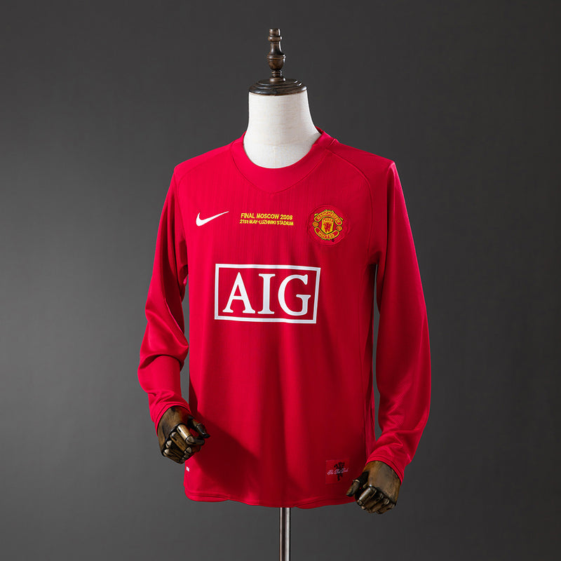 Manchester United Jersey 2007/08 Home Retro Football Kit Long Sleeve