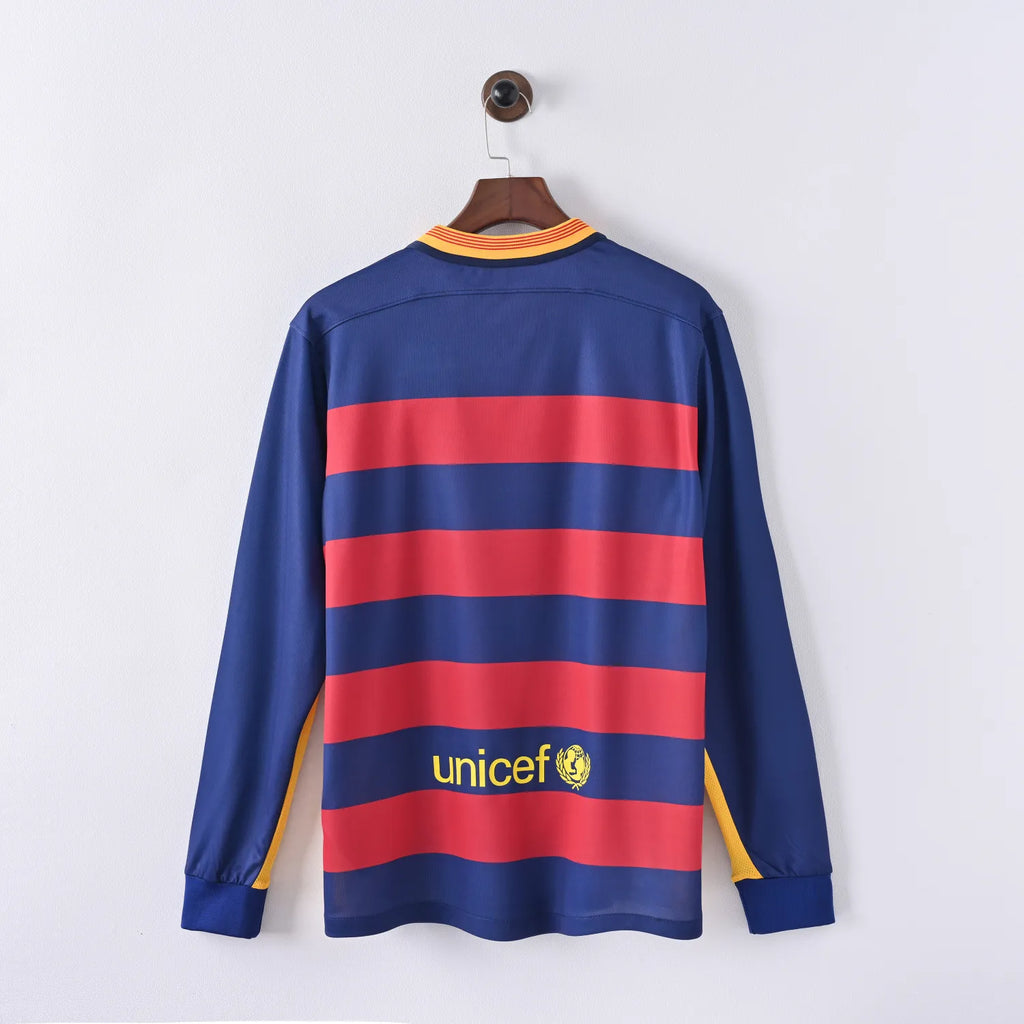 Retro Barcelona Jersey 2015/16 Home Long Sleeves Football Kits Soccer Shirt