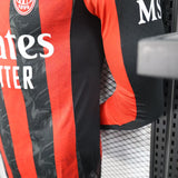 Player Version AC Milan Jersey 25/26 Home Long Sleeves Football Kit Soccer Jersey