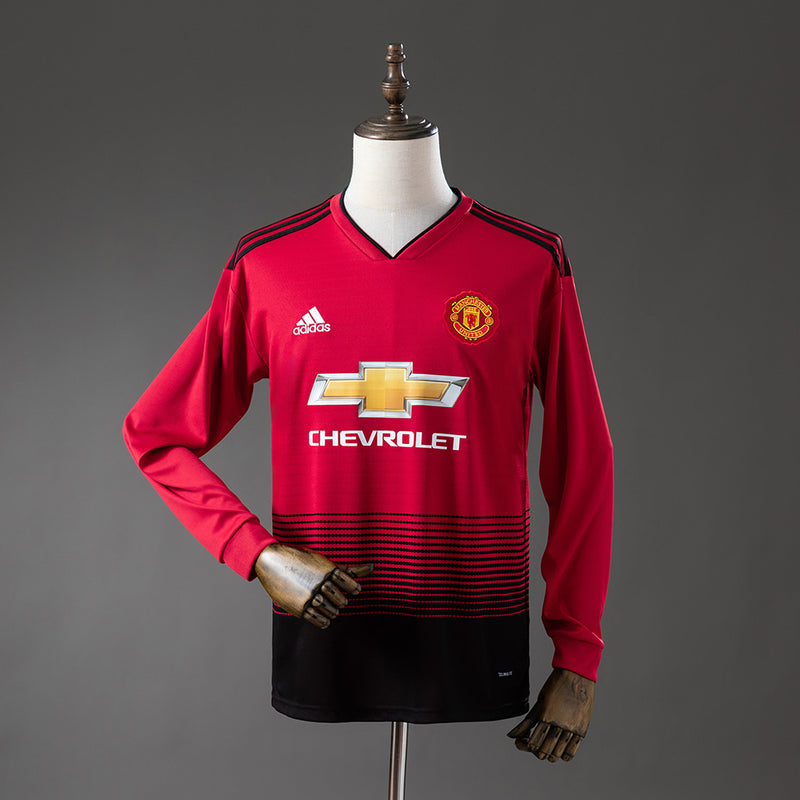 Manchester United Home Jersey 2018/19 Retro Long Sleeves Football Kit Soccer Shirt