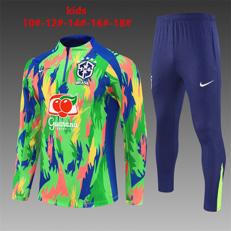 Kids Brazil Training Tracksuits 25/26 Football Kit Soccer Jersey