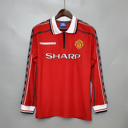 Manchester United Jersey Home Kit 1998/99 Retro Long Sleeves Football Team Soccer Shirt
