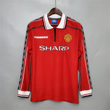 Manchester United Jersey Home Kit 1998/99 Retro Long Sleeves Football Team Soccer Shirt - PalmSportss