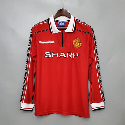 Manchester United Jersey Home Kit 1998/99 Retro Long Sleeves Football Team Soccer Shirt