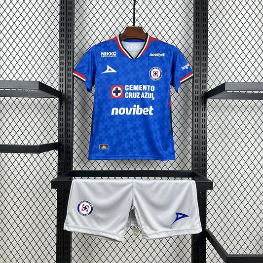 Kids Cruz Azul Jersey 25/26 Home Football Kit Soccer Jersey