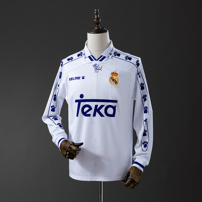 Real Madrid Jersey 1994/96 Home Retro Football Kit Long Sleeves