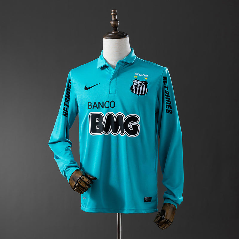 Santos Jersey 2012/13 Blue Retro Football Kit Long Sleeves