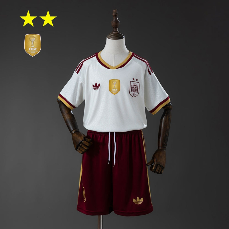 2-Star Kids Spain Away Jersey 2026 World Cup Champion Football Kit Soccer Shirt